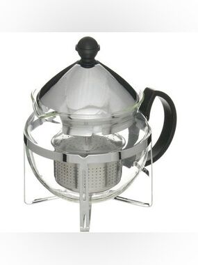 G & H Tea Services Chrome Glass Tea Maker Teapot